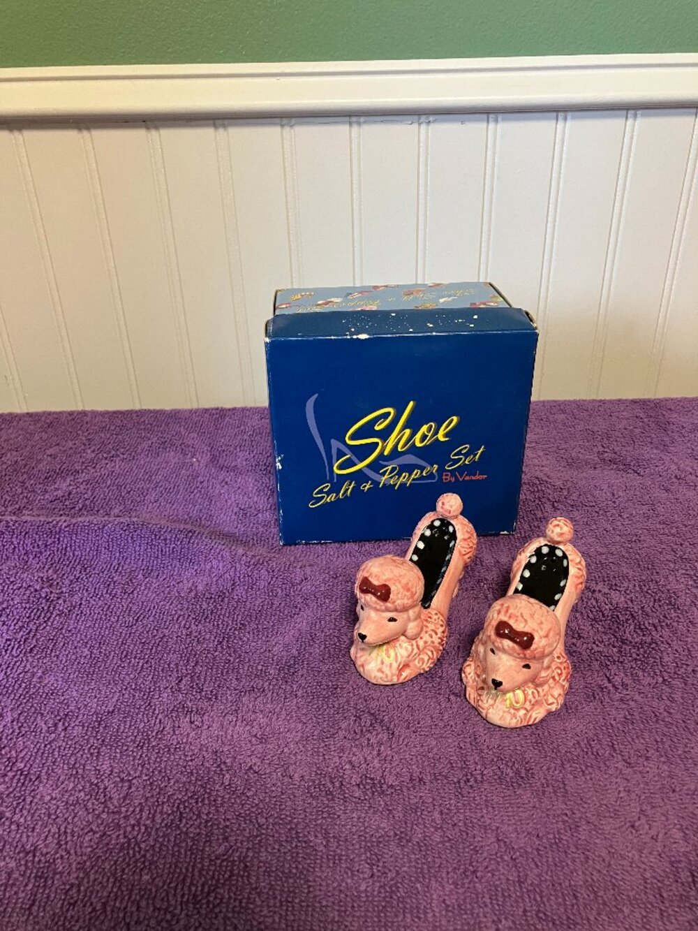 Pink Poodle Slipper Salt and Pepper Set by Vandor